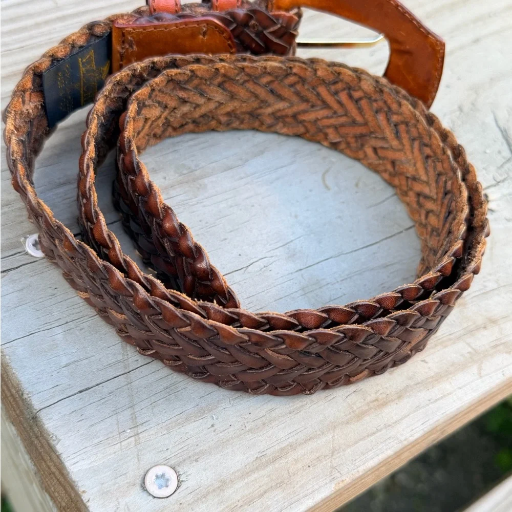 Vintage De Vecchi by Hamilton Hodge Woven Leather Belt Made in Italy‎ Brown
